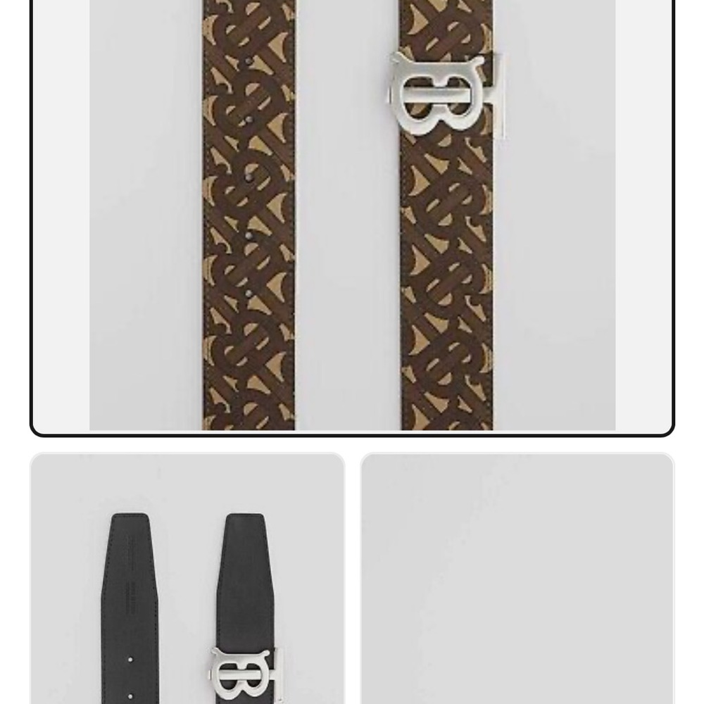 Burberry Brown and Tan Belt with Silver Buckle